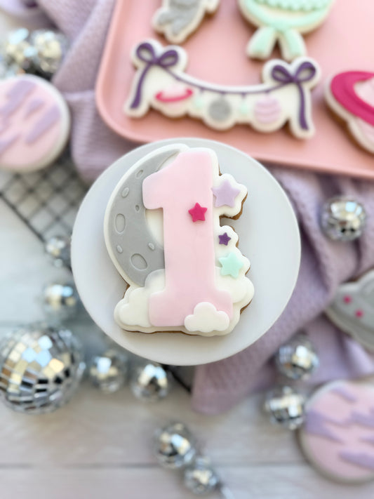 1 with moon and stars - Cookie Cutter & Stamp