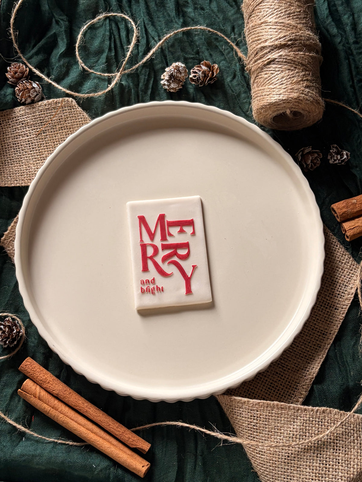 Merry and bright Plate - Cookie Stamp & cutter