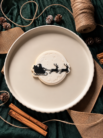 Santa silhouette with moon - Cookie Stamp & cutter