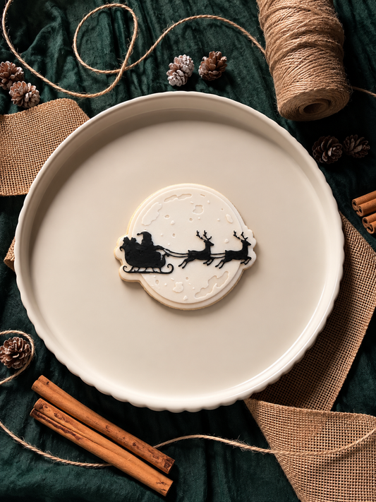 Santa silhouette with moon - Cookie Stamp & cutter