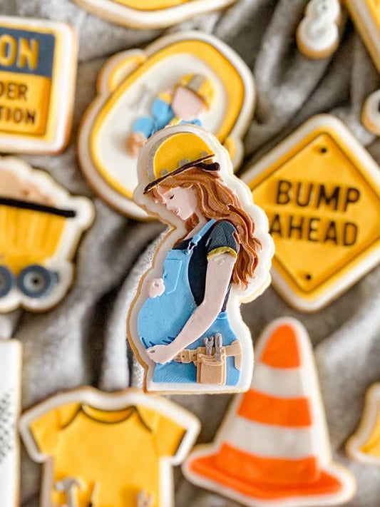Pregnant Woman with hard hat - Cookie Cutter & Stamp