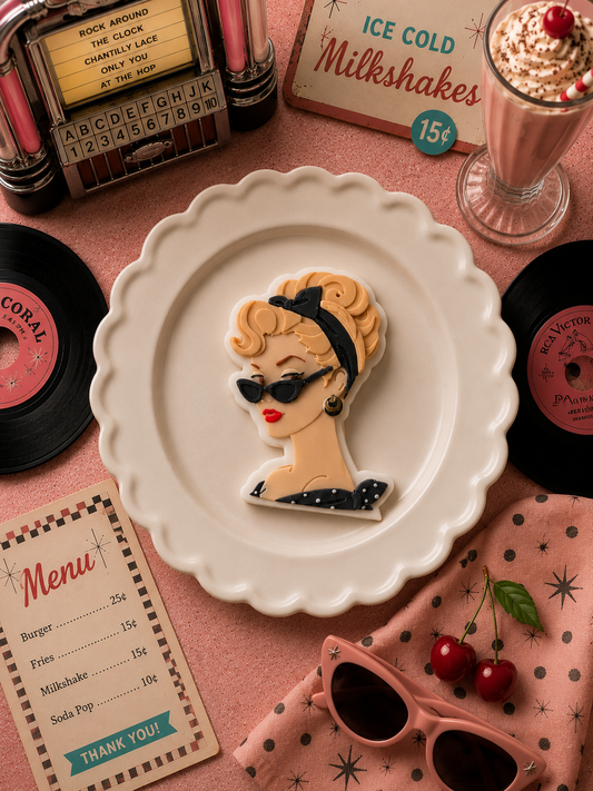 Retro Lady With Glasses - Cookie Cutter & Stamp