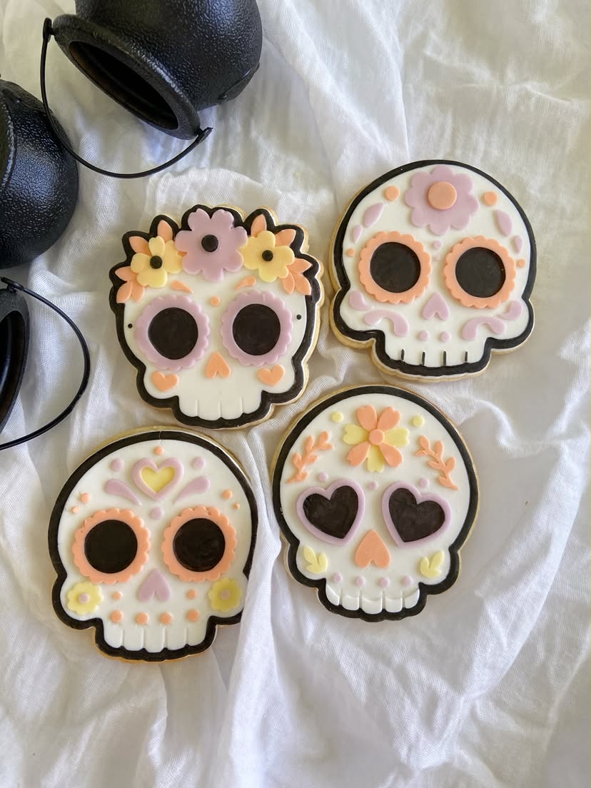 Sugar skull with flowers - Cookie Cutter & Stamp