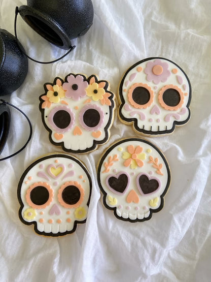 Sugar skull with flowers - Cookie Cutter & Stamp