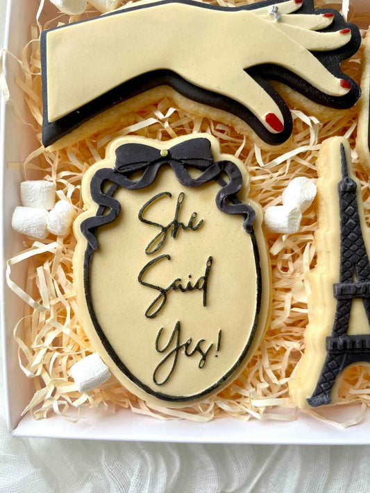 She said yes frame cookie cutter and stamp